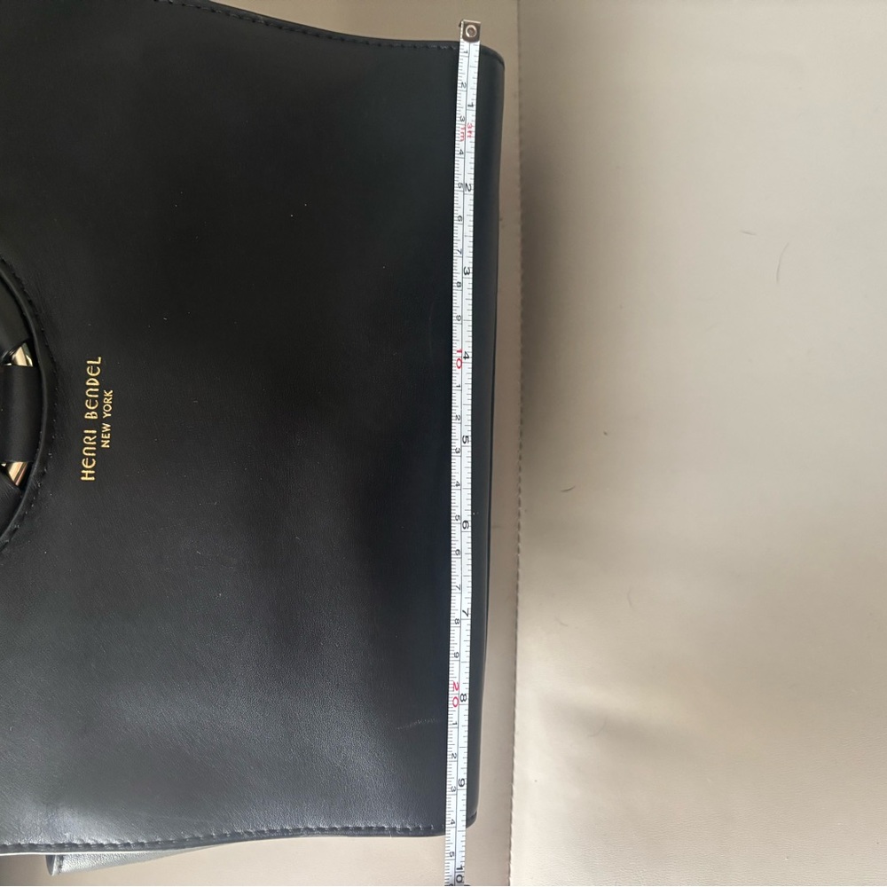 henri bendel Black Leather Ring-Handle Satchel with Gold Hardware - Picture 3 of 14